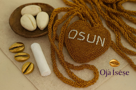 Handmade Osun Ileke with Heart Shaped Pendent