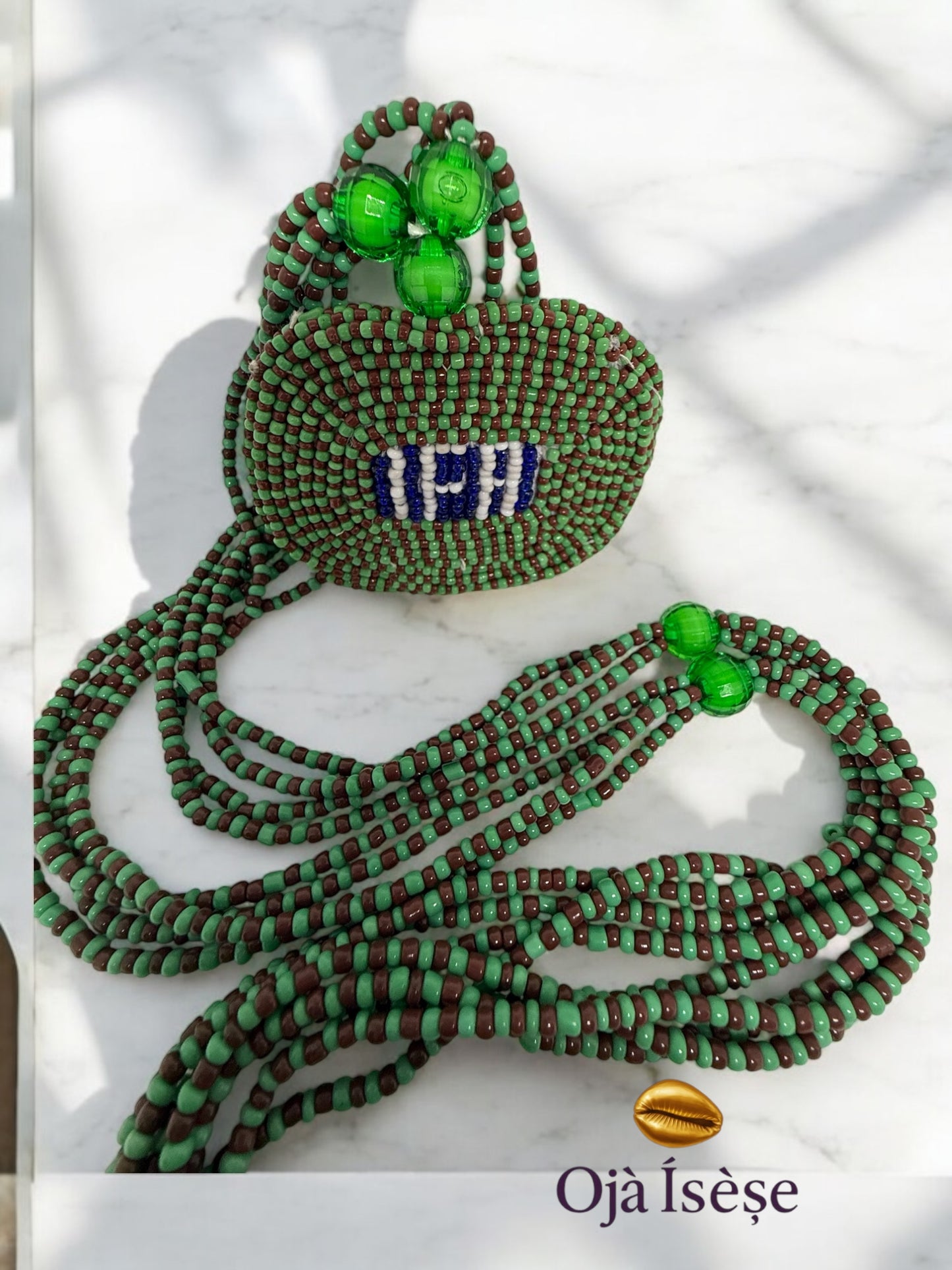 Ileke Ifá with Medallion – Handmade Glass Beaded Necklace for Yoruba Devotees